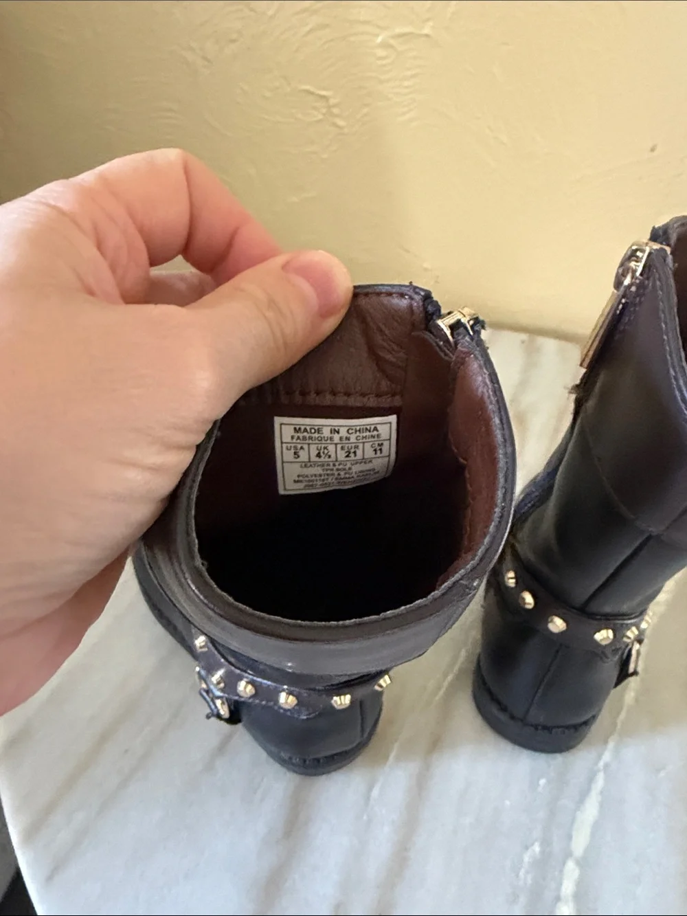 Michael Kors Black and Brown Girls Studded Mid-Calf Boots